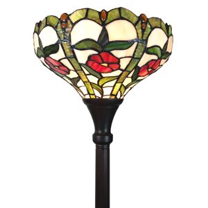 Clayre&Eef Stojací lampa 6025 skleněné stínidlo styl Tiffany