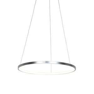 Moderní kruhová závěsná lampa stříbrná 60 cm vč. LED - Anella